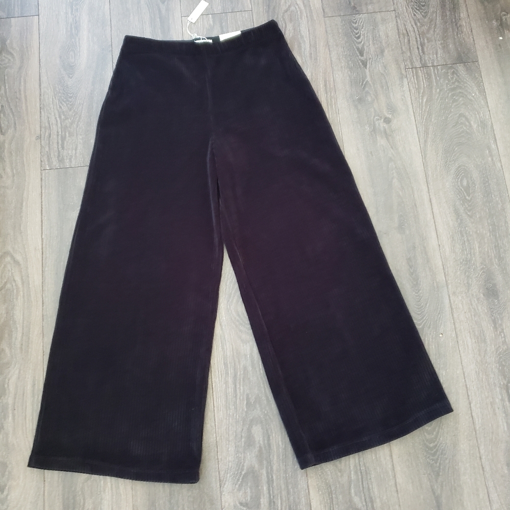 Max Studio Black Wide-Leg Pants Trousers Pull On Corduroy Size XL New With Tags